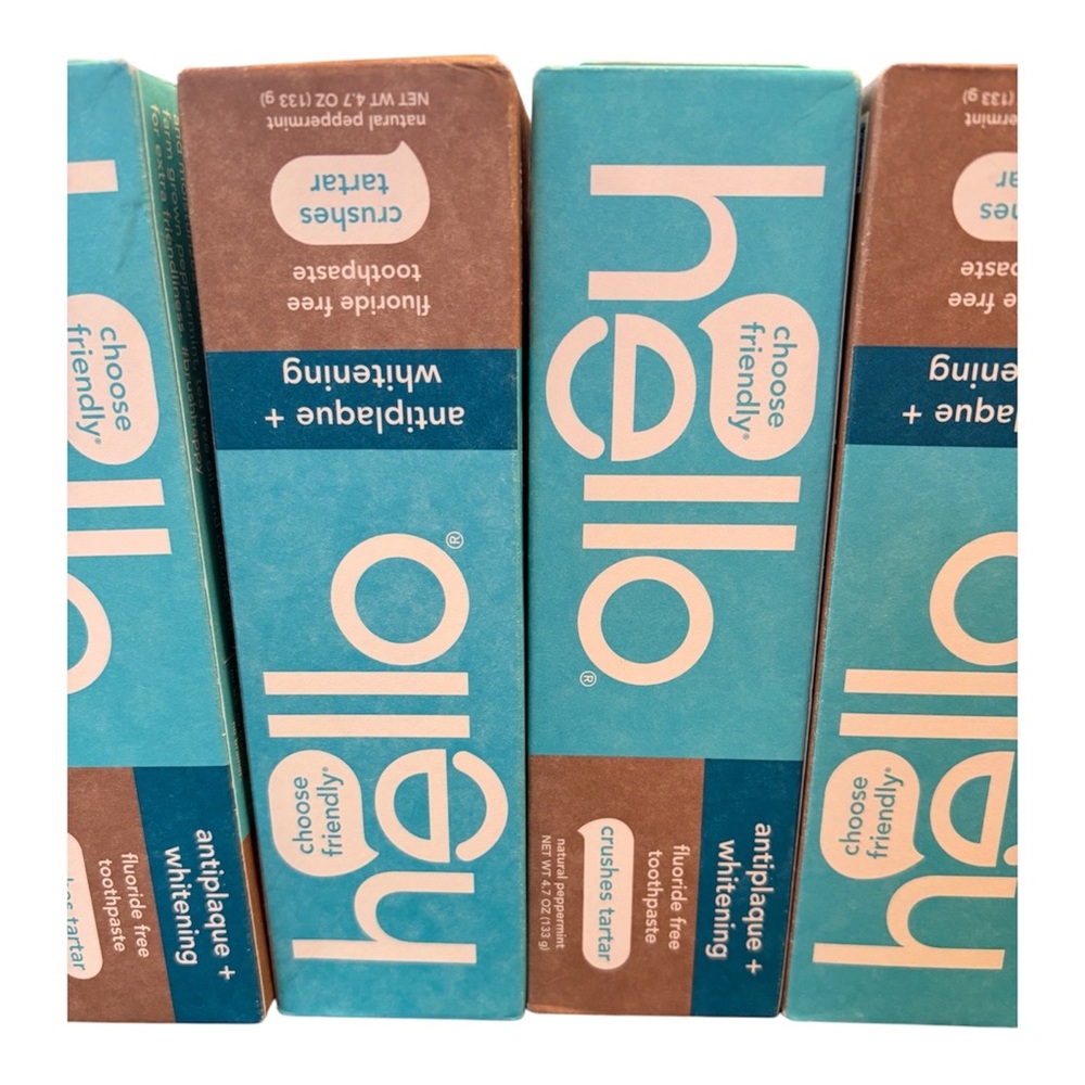 Hello Antiplaque + Whitening Toothpaste - 4 tubes NEW SEALED